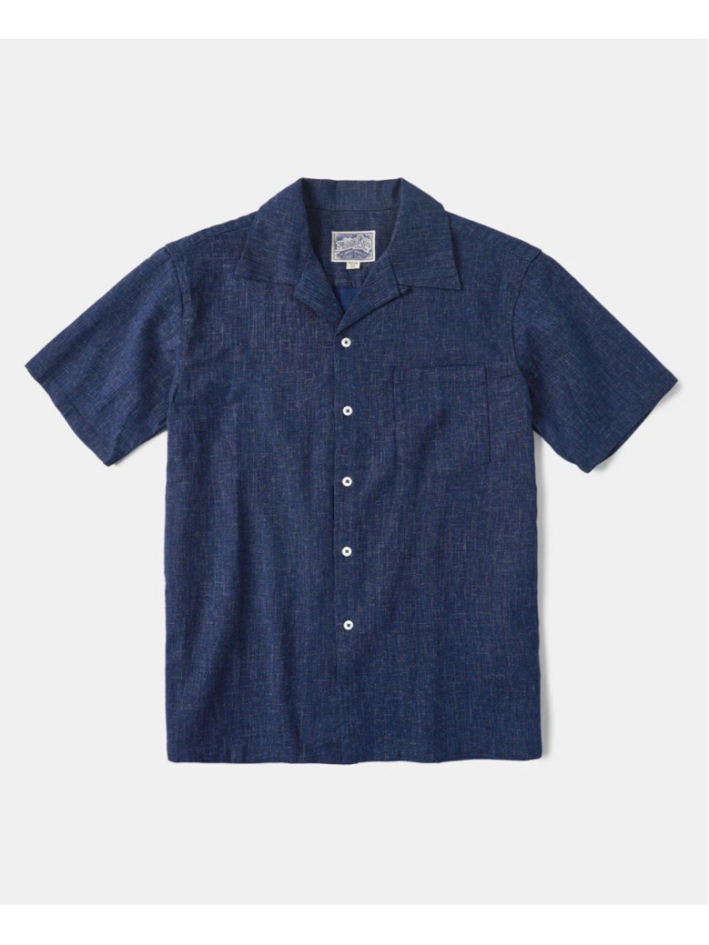 Annual Ring Classic Indigo Print Open Collar Shirt | Olderbest XL 100% Cotton